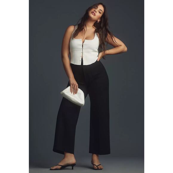 NWT Anthropologie Maeve the Collette pointe crop pants size 16W black - Picture 2 of 11